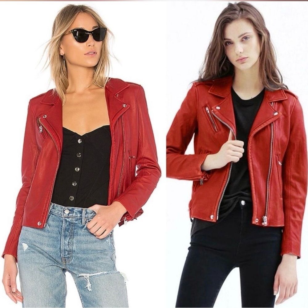 IRO Han distressed leather biker jacket size 38